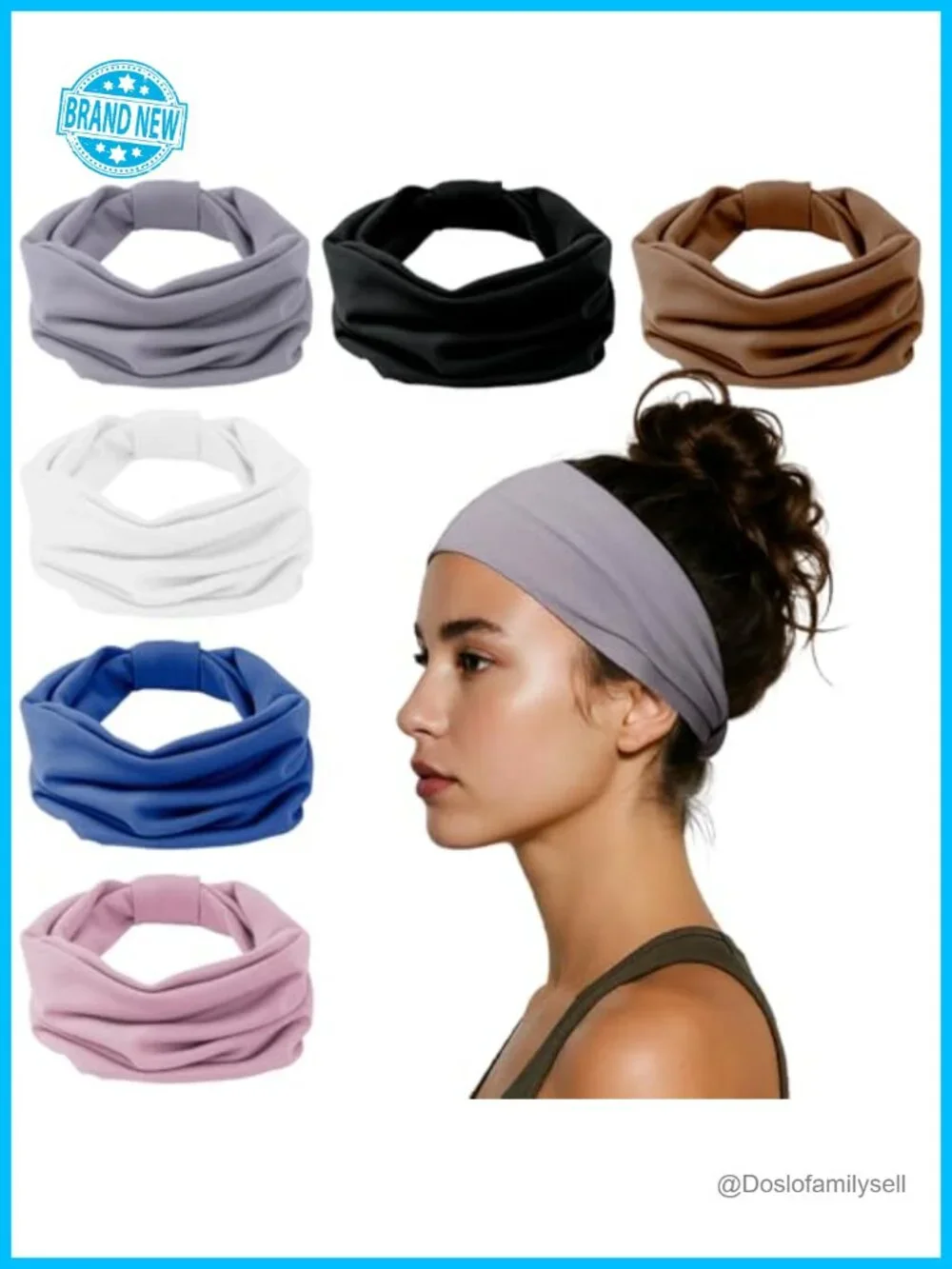 Wide Non-Slip Knotted Hair Bands, Stretchy Sweat Headband for Workout, Yoga,